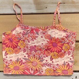 RARE LANA DEL REY LDR Tank Floral Women's LARGE Official Merch Made in USA CROP